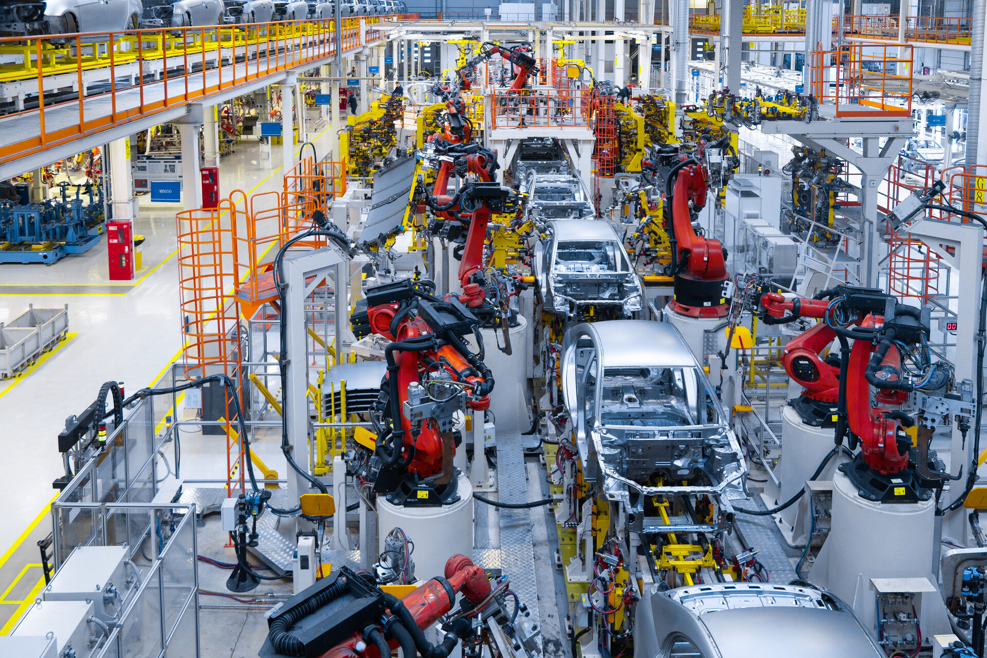 Modern automobile production line in a high-tech assembly plant