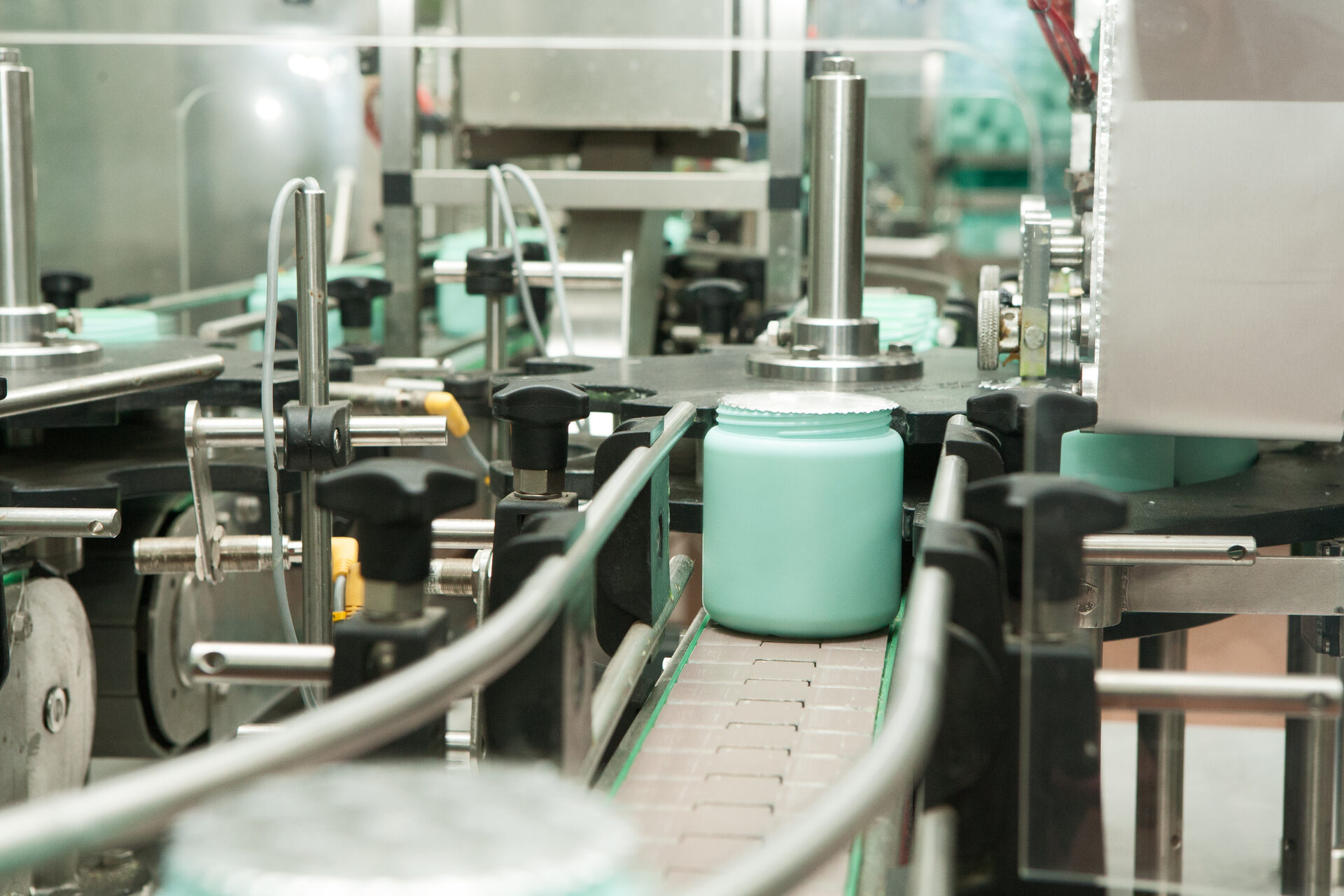 Production line at a cosmetics and perfume factory